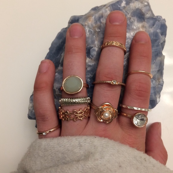 Wild Fable Jewelry Gold Teal And Crystal Ring Bundle Rings Poshmark